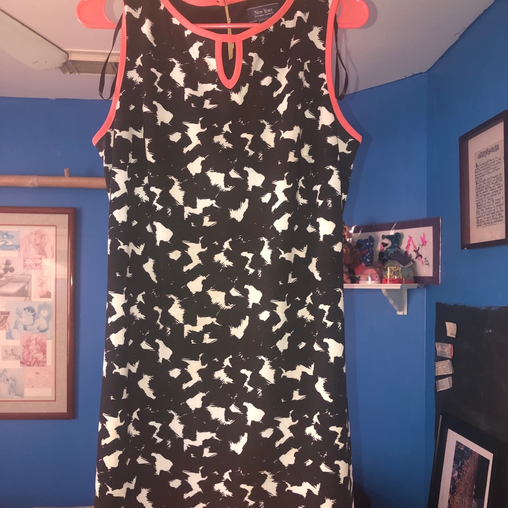 Black and white tank top dress with pink accents